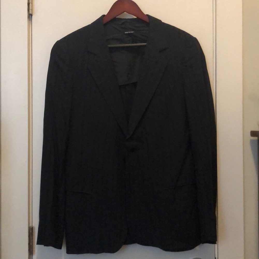 Giorgio Armani unlined black striped blazer